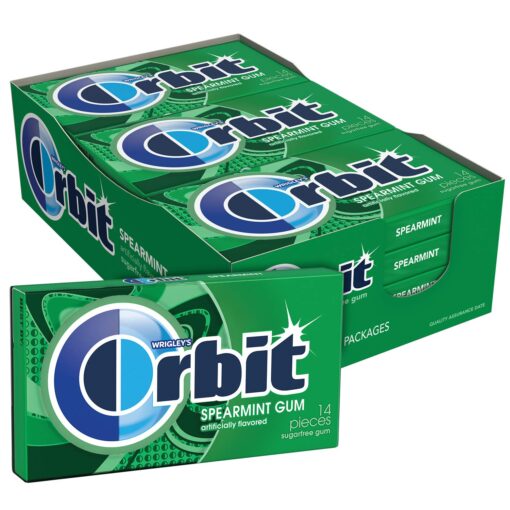 WRIGLEY'S ORBIT Chewing Gum Sugar-Free Spearmint - 12 Packs, 14 Pieces Each - Sugar-Free Gum, 168 Total Pieces Bulk Box - Image 2