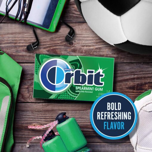 WRIGLEY'S ORBIT Chewing Gum Sugar-Free Spearmint - 12 Packs, 14 Pieces Each - Sugar-Free Gum, 168 Total Pieces Bulk Box - Image 4
