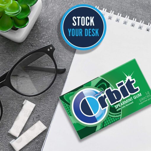 WRIGLEY'S ORBIT Chewing Gum Sugar-Free Spearmint - 12 Packs, 14 Pieces Each - Sugar-Free Gum, 168 Total Pieces Bulk Box - Image 3