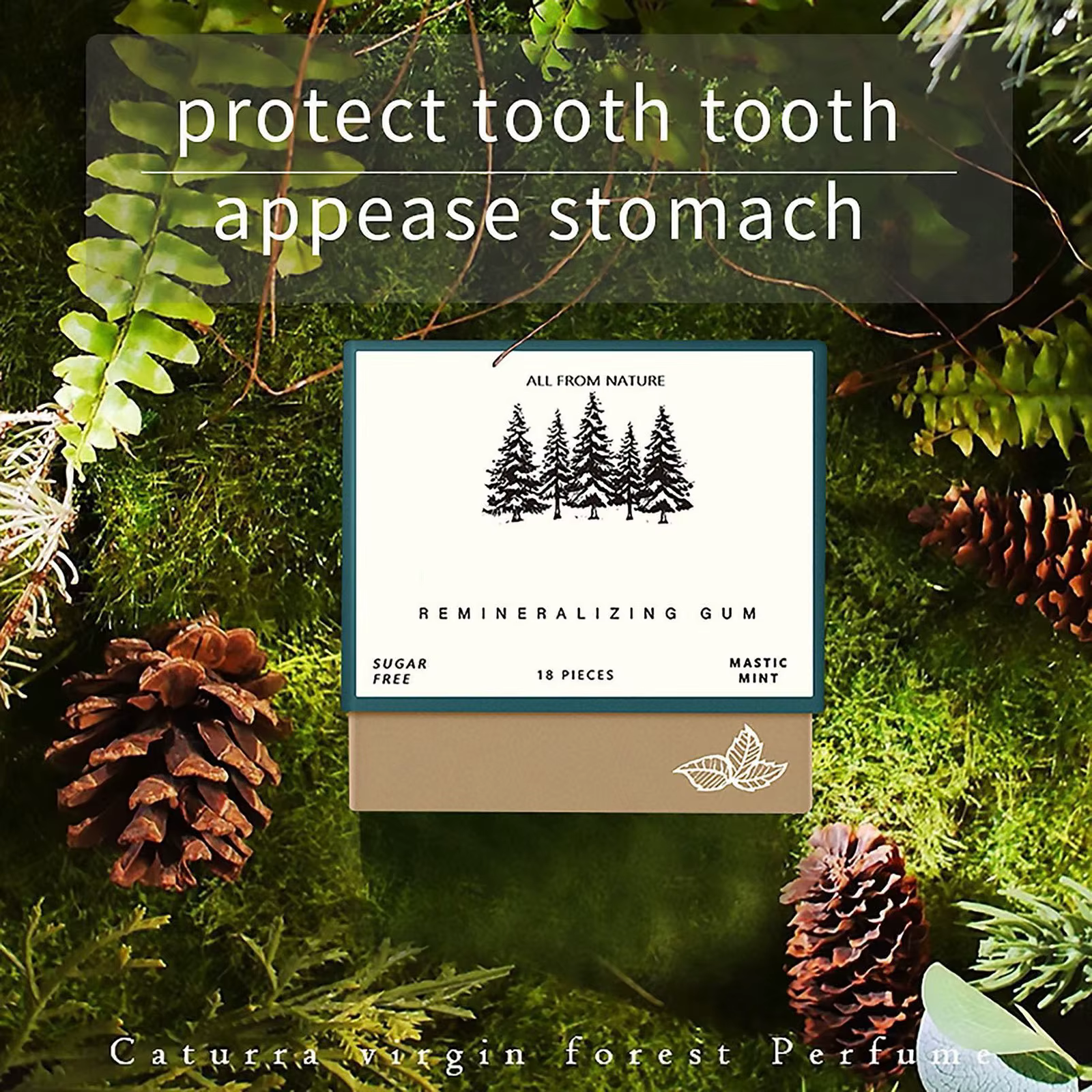 Remineralizing Chewing Gum, 2025 Organic Natural Mastic Mint Gum Sugar Free Freshen Breath for Teeth Health Enamel Care 4 Boxes