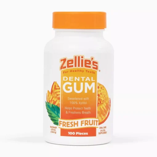 Zellie'S 100% Xylitol Sugar Free Fresh Fruit Chewing Gum Fresh Fruit Flavor