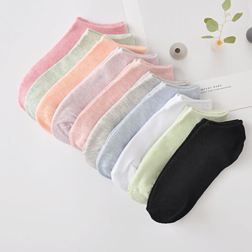 Pure cotton socks women's candy plain color ladies women's socks invisible shallow mouth socks ankle socks Bare socks Zhuji socks wholesale - Image 2