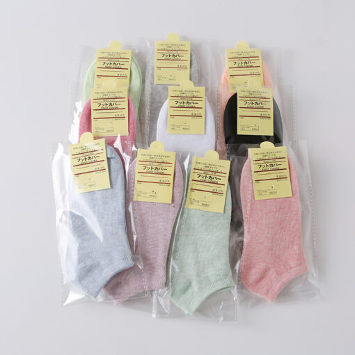 One piece dropshipping independent packaging pure color cotton Women's Boat socks women's low socks opp bag packaging gift socks - Image 2