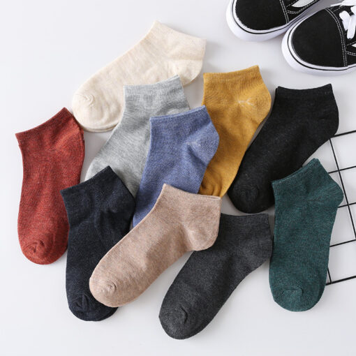 Men's ankle socks Bare socks solid color couple ankle socks retro pure color cotton new cotton sports socks casual all-matching - Image 2