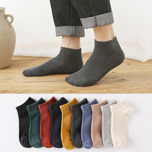 One piece dropshipping men's pure color cotton ankle socks short socks Casual Male socks anti-slip cotton Zhuji socks wholesale - Image 2