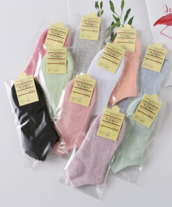 One piece dropshipping independent packaging pure color cotton Women's Boat socks women's low socks opp bag packaging gift socks