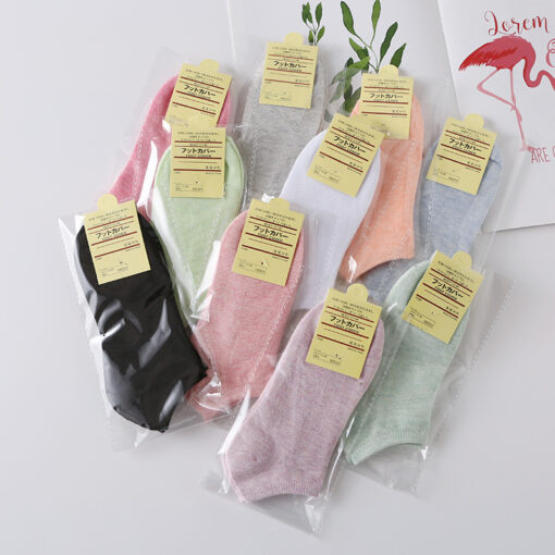 One piece dropshipping independent packaging pure color cotton Women's Boat socks women's low socks opp bag packaging gift socks