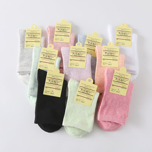 One piece dropshipping candy color women's cotton socks pure color cotton high waist mid-calf women's cotton socks cotton sock autumn and winter gift socks