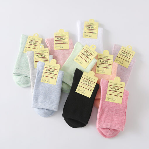 One piece dropshipping candy color women's cotton socks pure color cotton high waist mid-calf women's cotton socks cotton sock autumn and winter gift socks - Image 2
