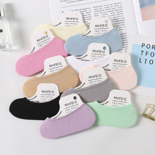 Summer ultra-thin candy color velvet invisible small size silicone women's children's stockings disposable socks no show socks