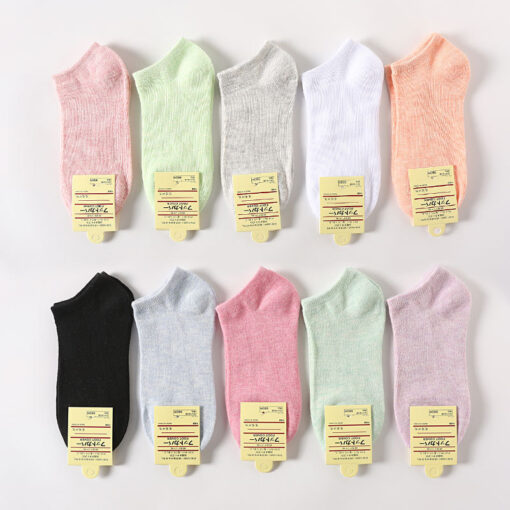 One piece dropshipping pure color cotton socks women's low-cut liners socks shallow mouth plus size gift women's socks Zhuji socks wholesale - Image 2