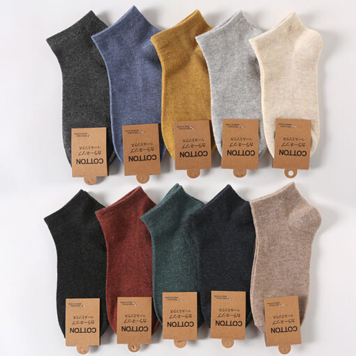 One piece dropshipping men's pure color cotton ankle socks short socks Casual Male socks anti-slip cotton Zhuji socks wholesale - Image 3