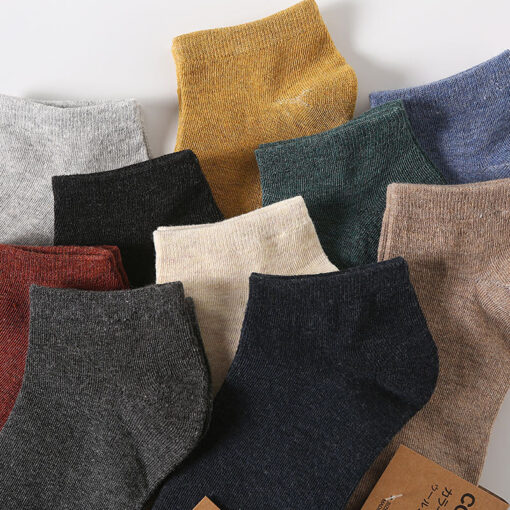 One piece dropshipping men's pure color cotton ankle socks short socks Casual Male socks anti-slip cotton Zhuji socks wholesale - Image 4