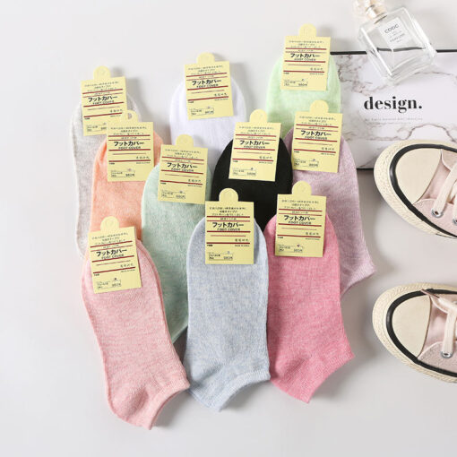 One piece dropshipping pure color cotton socks women's low-cut liners socks shallow mouth plus size gift women's socks Zhuji socks wholesale - Image 6