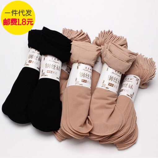 Spring and Summer steel wire mask short stockings ultra-thin dispensing ladies invisible socks anti-hook core one-piece silk socks