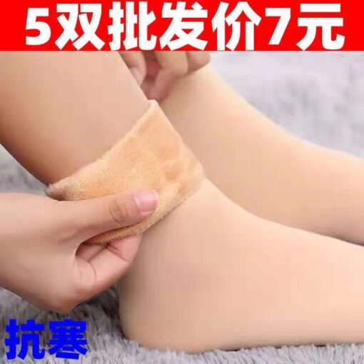 Autumn and Winter nylon fleece-lined thickened snow socks leisure pajamas room socks anti-Pilling stall short socks factory wholesale - Image 7