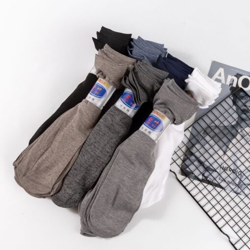 Spring and summer men's business thin stockings mercerized cotton men's socks breathable paired socks solidcolor mid-calf length men's socks wholesale - Image 4