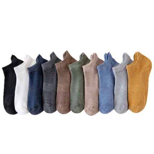 Socks male socks solid color cotton short tube handle shallow mouth socks waist men's breathable pure color low-cut liners socks wholesale - Image 5