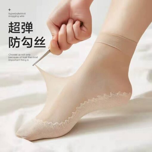 Velvet cotton base steel wire stocking women's short tube second generation spring and summer thin sweat-absorbent non-slip wear-resistant anti-snagging silk Zhuji socks - Image 3