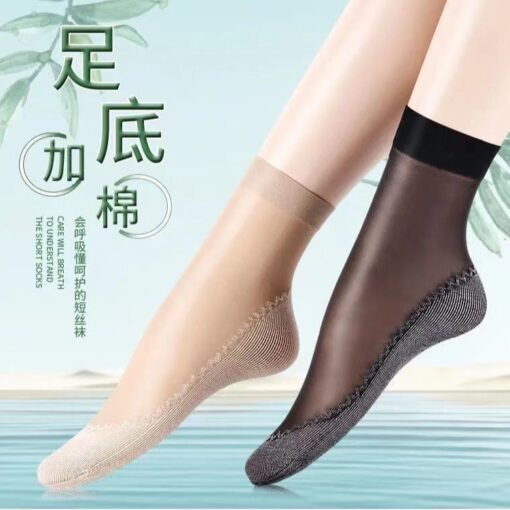 Velvet cotton base steel wire stocking women's short tube second generation spring and summer thin sweat-absorbent non-slip wear-resistant anti-snagging silk Zhuji socks