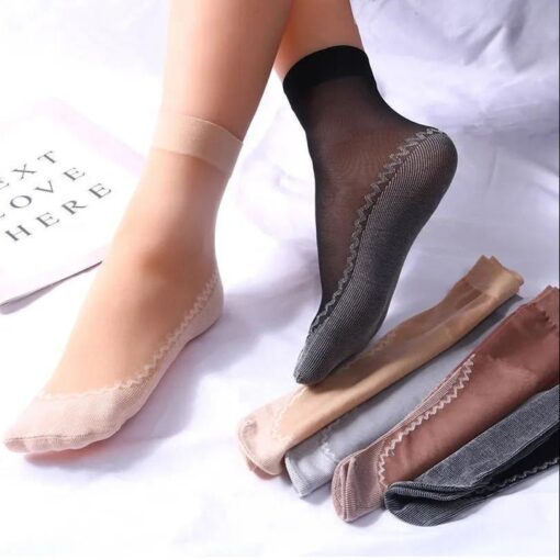 Velvet cotton base steel wire stocking women's short tube second generation spring and summer thin sweat-absorbent non-slip wear-resistant anti-snagging silk Zhuji socks - Image 2