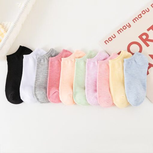 Pure cotton socks women's candy plain color ladies women's socks invisible shallow mouth socks ankle socks Bare socks Zhuji socks wholesale - Image 3
