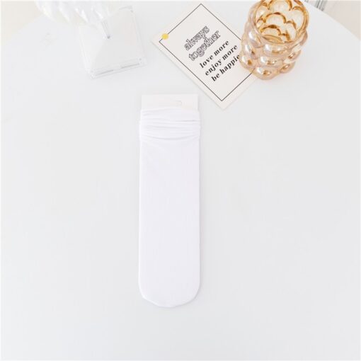 One piece dropshipping nylon velvet sock women's thin mid-calf length spring/summer bunching socks solid color women's ice socks - Image 6