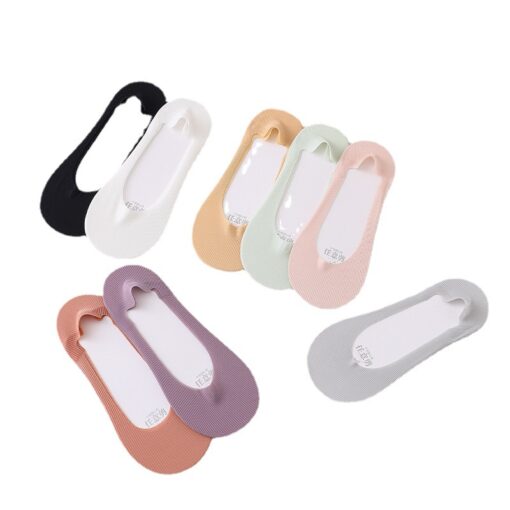 Summer invisible socks Women's Ice Silk round mouth non-slip arbitrary cut thin edge invisible female socks elastic solid color low cut socks - Image 5