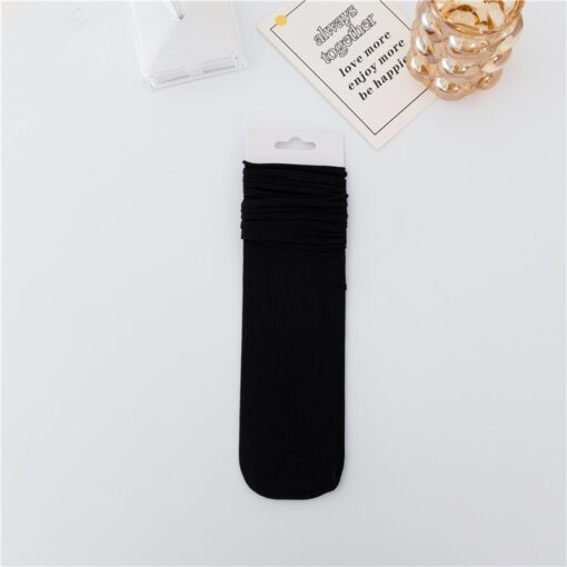 One piece dropshipping nylon velvet sock women's thin mid-calf length spring/summer bunching socks solid color women's ice socks - Image 7