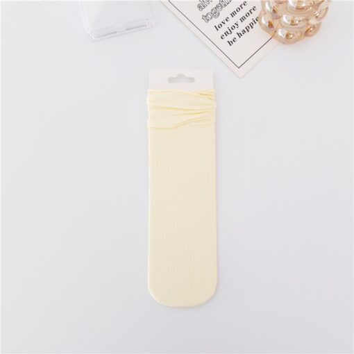 One piece dropshipping nylon velvet sock women's thin mid-calf length spring/summer bunching socks solid color women's ice socks - Image 8