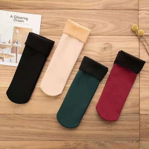 Autumn and Winter nylon fleece-lined thickened snow socks leisure pajamas room socks anti-Pilling stall short socks factory wholesale