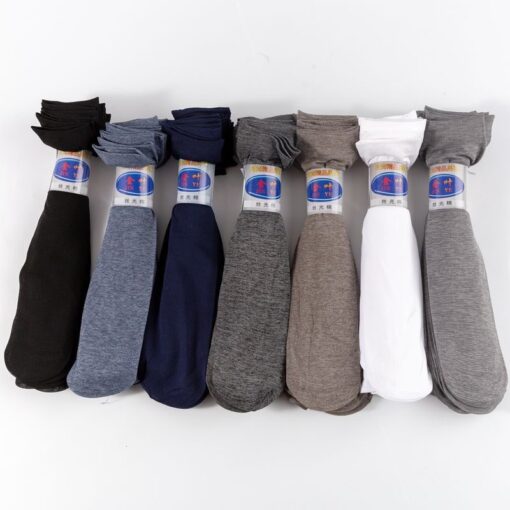 Spring and summer men's business thin stockings mercerized cotton men's socks breathable paired socks solidcolor mid-calf length men's socks wholesale - Image 5