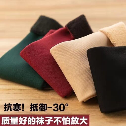 Autumn and Winter nylon fleece-lined thickened snow socks leisure pajamas room socks anti-Pilling stall short socks factory wholesale - Image 2