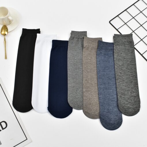Spring and summer men's business thin stockings mercerized cotton men's socks breathable paired socks solidcolor mid-calf length men's socks wholesale - Image 3
