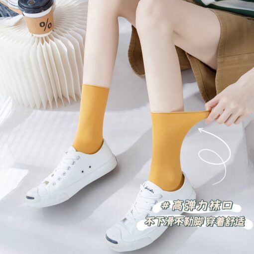 Ice socks women's velvet spring and summer women's socks bunching socks tube socks solid color long jk socks fashion socks wholesale - Image 4