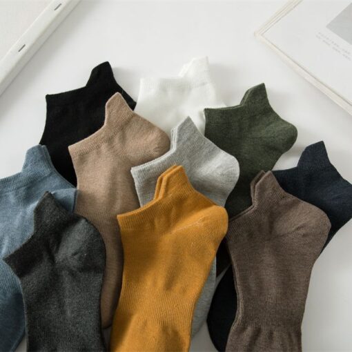 Socks male socks solid color cotton short tube handle shallow mouth socks waist men's breathable pure color low-cut liners socks wholesale - Image 3